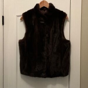 Faux Fur Vest in Rich Brown